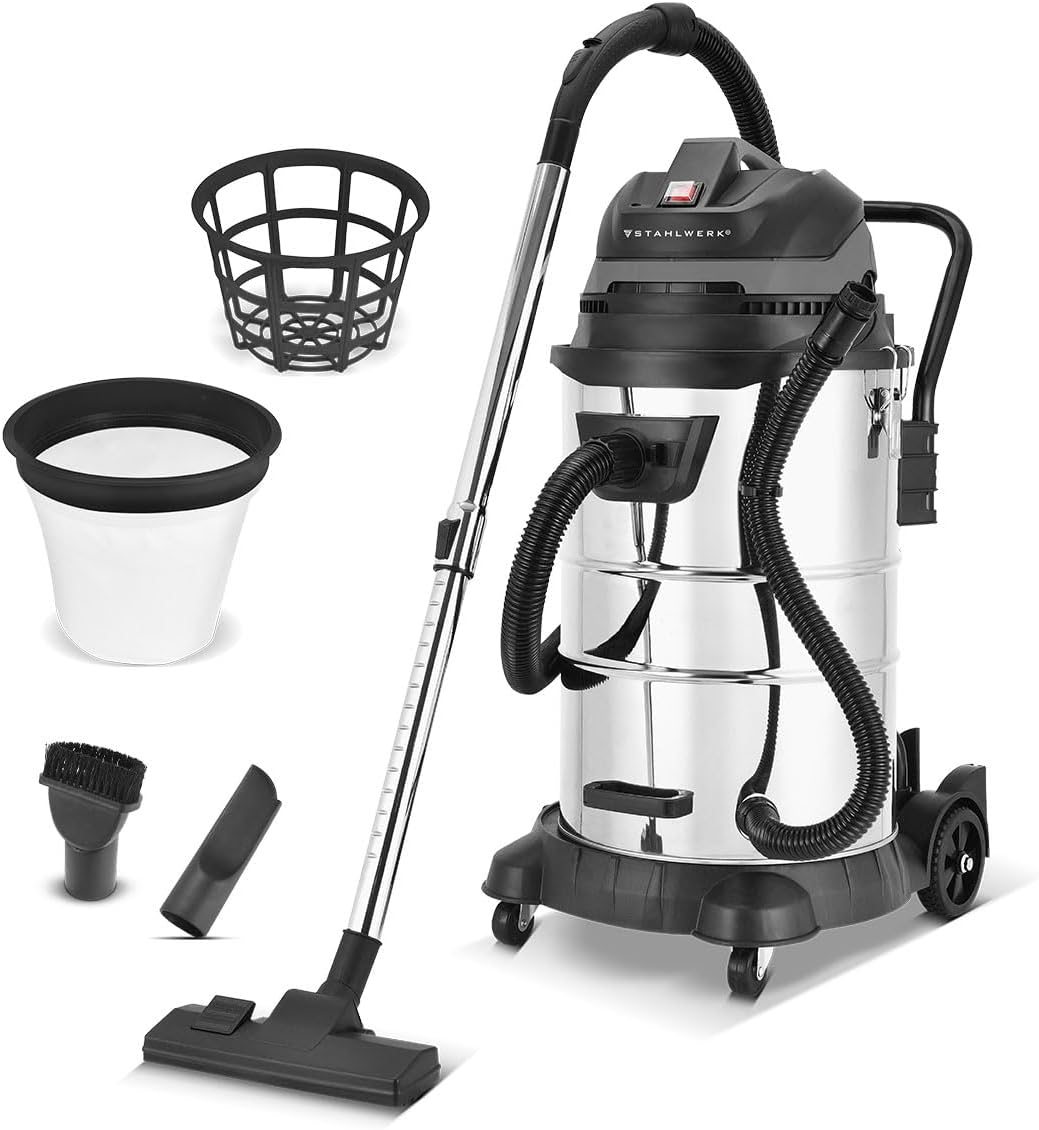 STAHLWERK Nass- und Trockensauger VCL-1400 ST – 1400 W Industriesauger mit 60 L Metallbehälter, Blas
