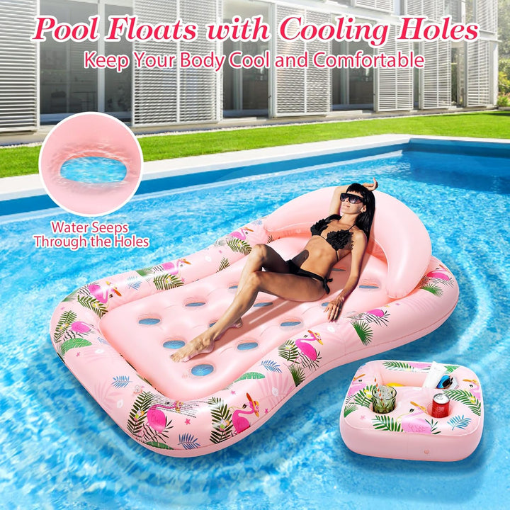 MoKo Pool Luftmatratze Erwachsene, Gross Schwimmbett mit EIS Bar, Solarium Pool Loungesessel Aufblas
