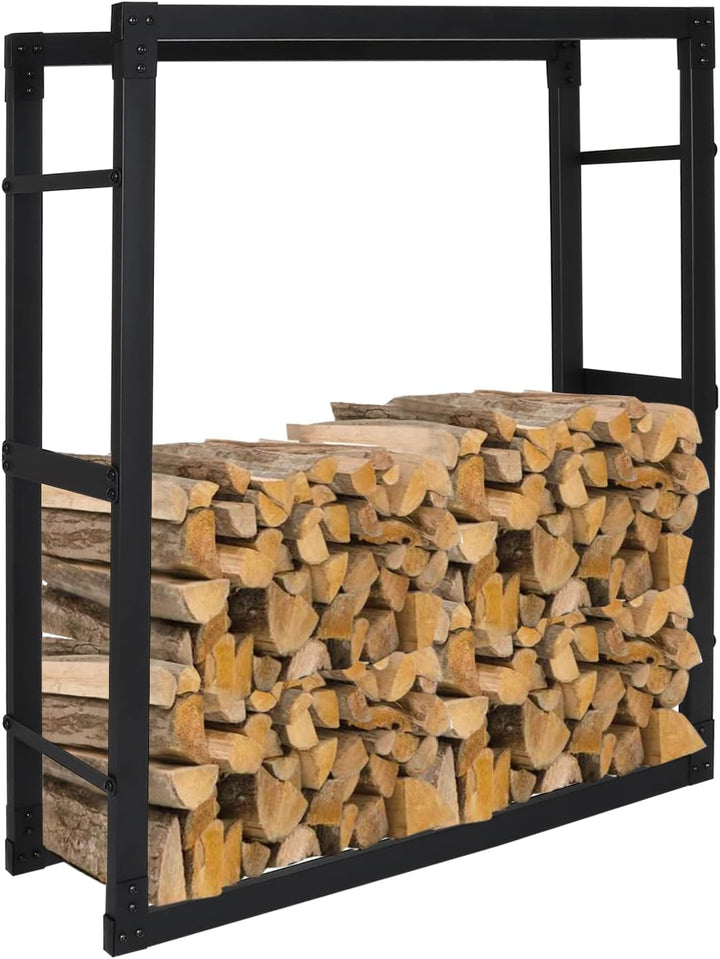 EINFEBEN Kaminholzregal In Matt Schwarzem Design, Stabiles Metall-Gestell, Aus Edelstahl Brennholzre