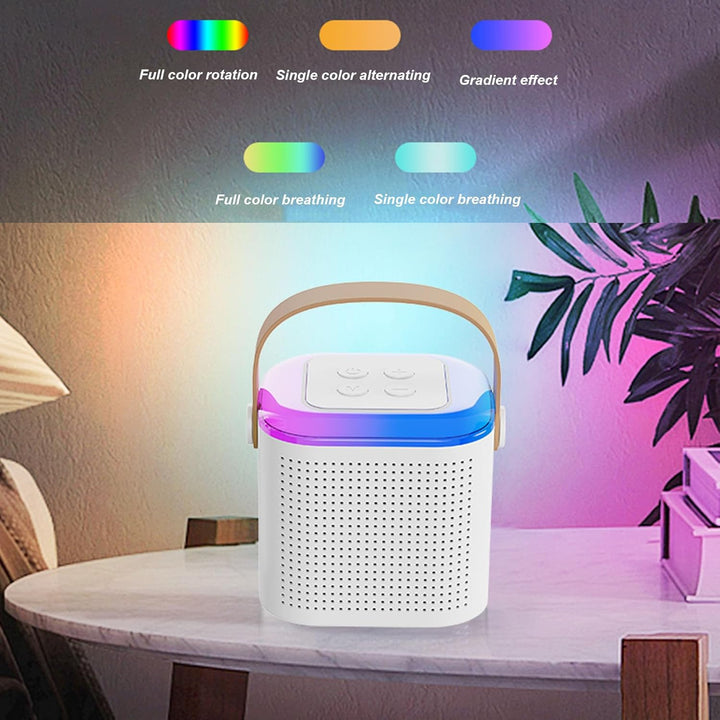 Tragbarer Bluetooth Lautsprecher mit 2 Kabellosen Mikrofonen, RGB Karaoke Maschinen Set, Unterstützt