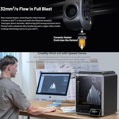 Creality 3D Drucker K1 FDM Drucktechnik,600mm/s Druckgeschwindigkeit mit Doppel Lüfternkühlung,2000m