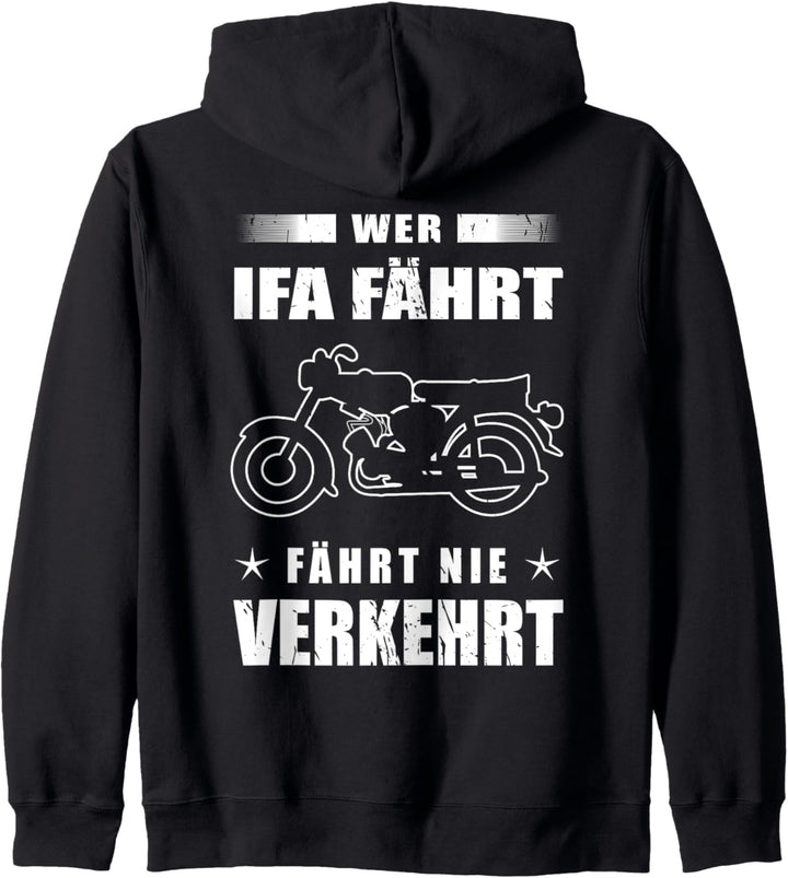"Wer IFA Fährt, Fährt nie Verkehrt" ddr Fahrzeug Moped S51 Kapuzenjacke