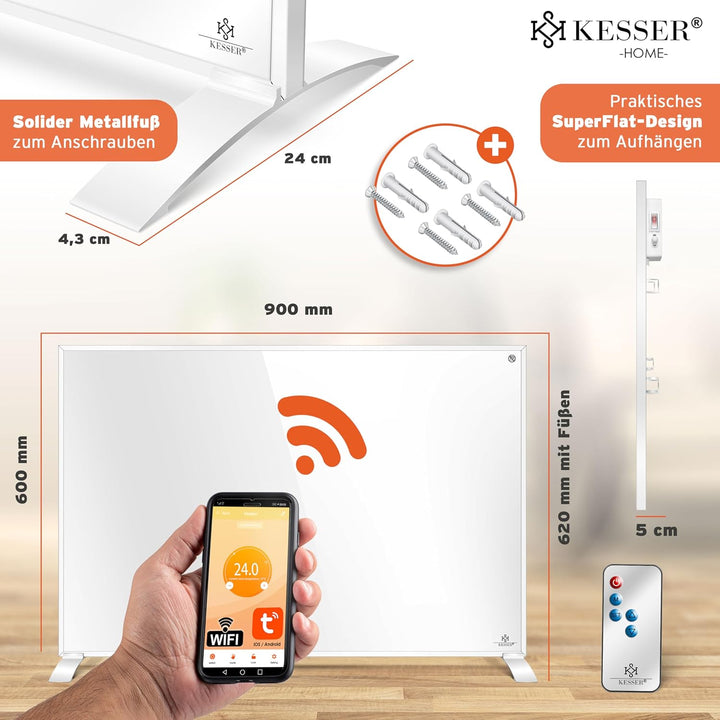 KESSER® Infrarotheizung Energiesparend Infrarot Standgerät &amp; Wandmontage Elektroheizung 550W mit Fer