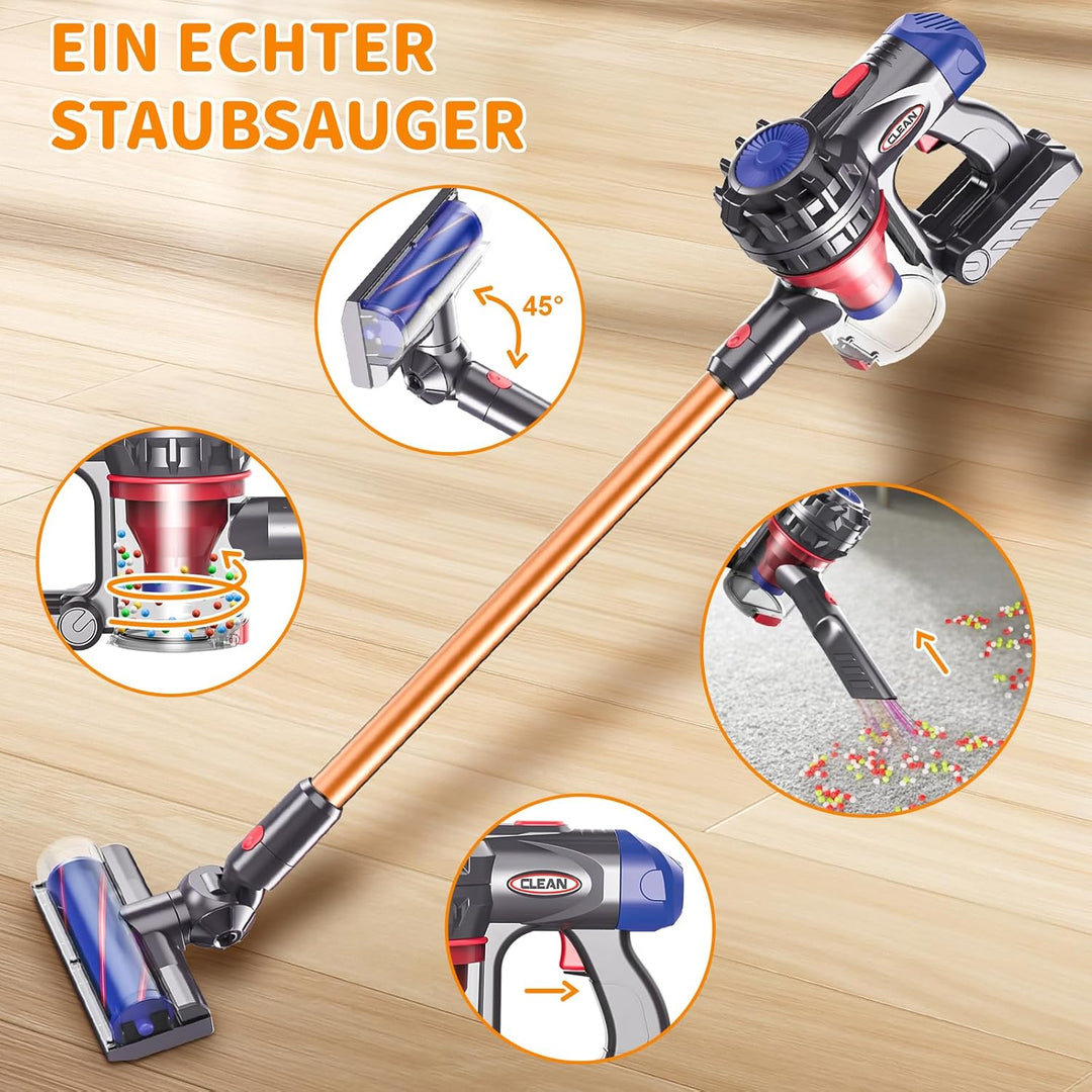 Spielzeug Staubsauger für Kinder, 3-in-1 Staubsauger Spielzeug Set, Realistischer Kinderstaubsauger