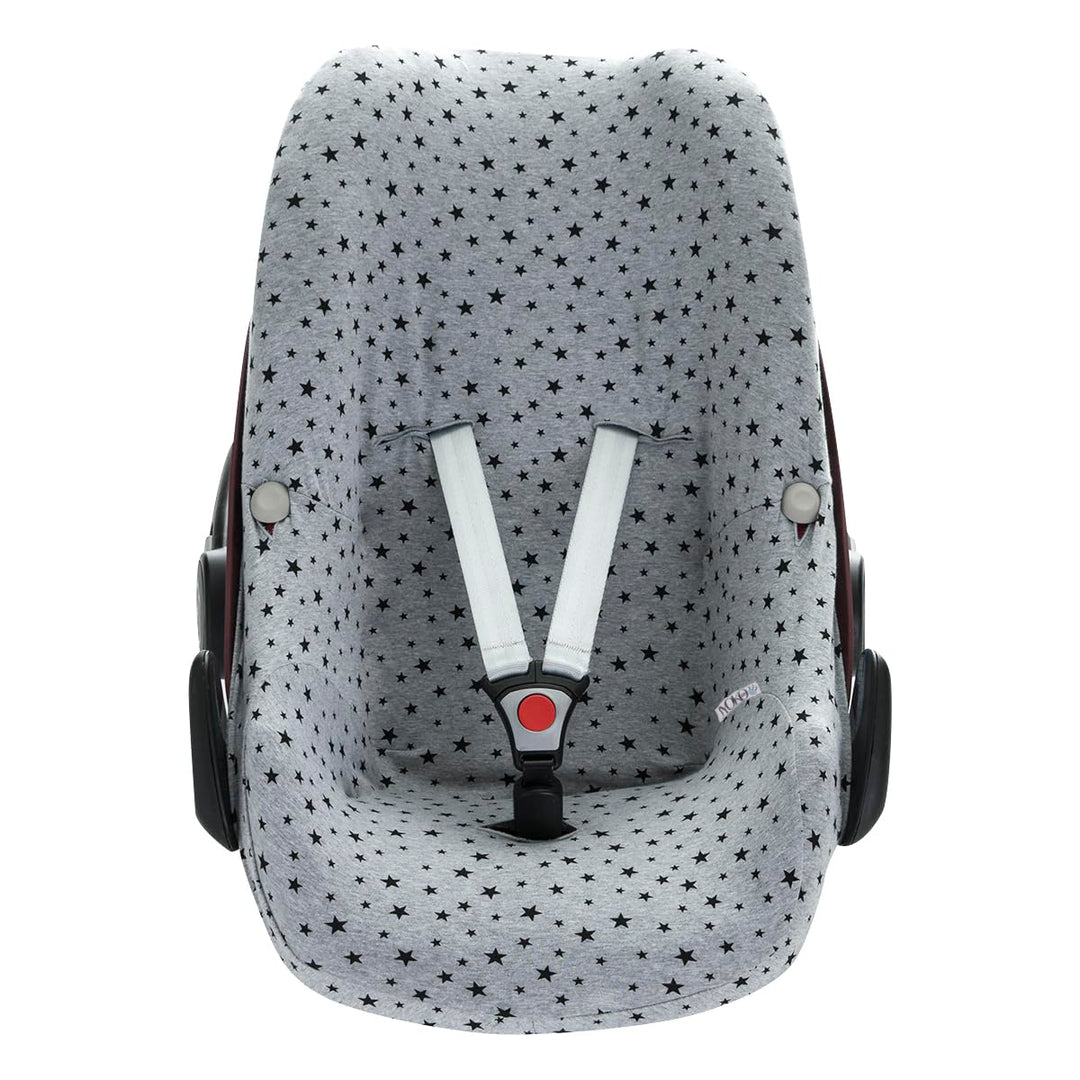 JYOKO KIDS Baumwollbezug für Autositz kompatibel mit Pebble Maxi Cosi, Bebe Confort (Black Star), Bl