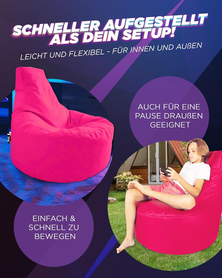 PATCH HOME Gamer Sessel mit Reissverschluss Lounge Kissen Sitzsack Sitzkissen Bean Bag In & Outdoor