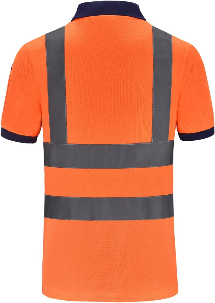 Warnschutz Polo T-Shirt Warnschutzshirt Warnshirt Warnschutz Arbeitskleidung 7 Farben XL Kurzarm-ora