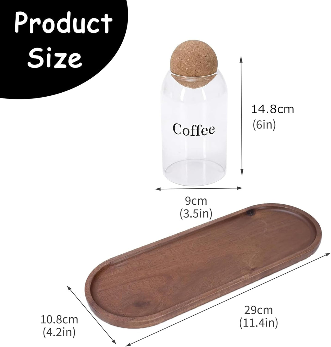 Kaffeedose 500ml 3er Set Enthält Kaffeebehälter, Teedose und Zuckerdose Glas, Kaffeebohnen Behälter