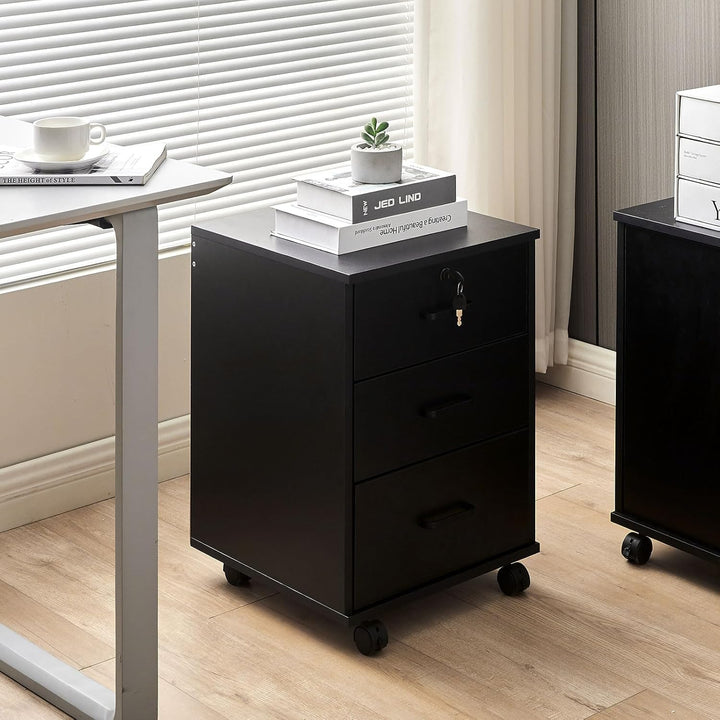 Rollcontainer Abschliessbar，Rollcontainer mit Schubladen，Aktenschrank, Büro-Aktenschränke mit Rollen