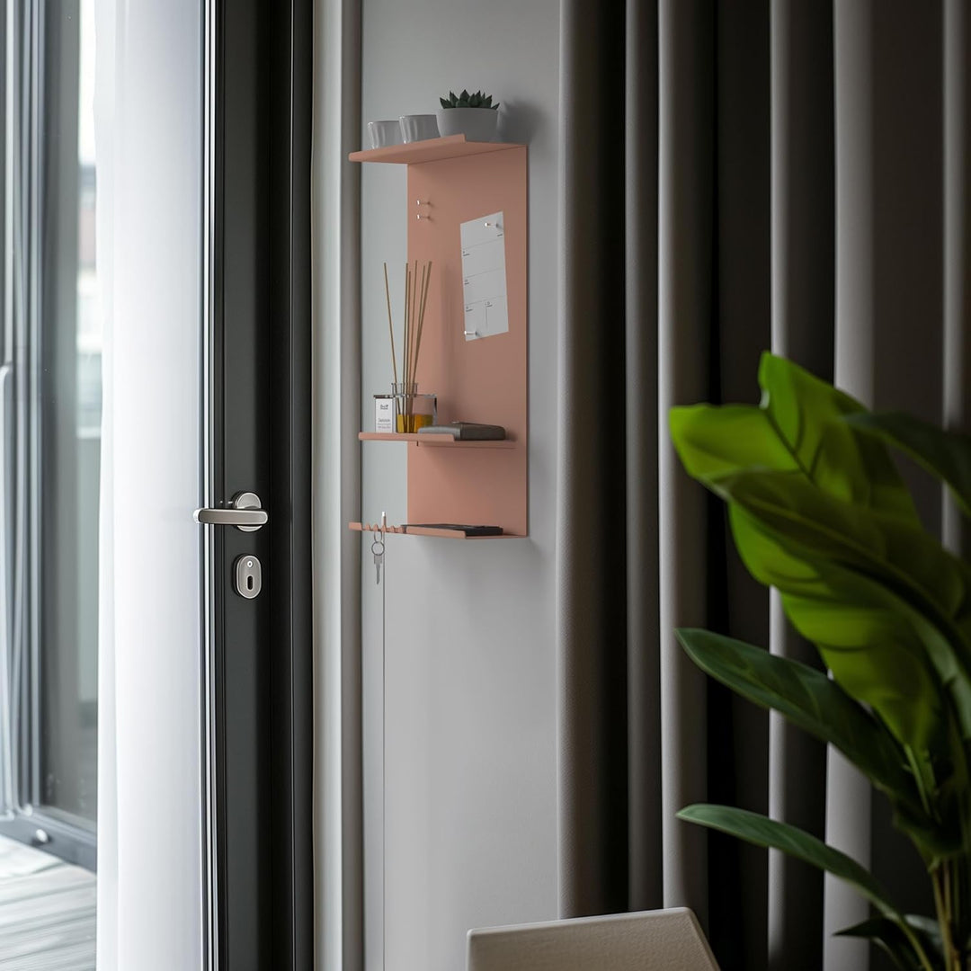 byde Wandorganizer Hele aus Stahlstruktur. 30 x 9 x 49 cm 3-in-1 Wandregal mit Magnettafel und Magne