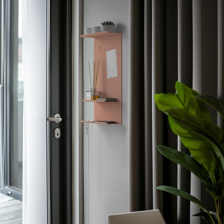 byde Wandorganizer Hele aus Stahlstruktur. 30 x 9 x 49 cm 3-in-1 Wandregal mit Magnettafel und Magne