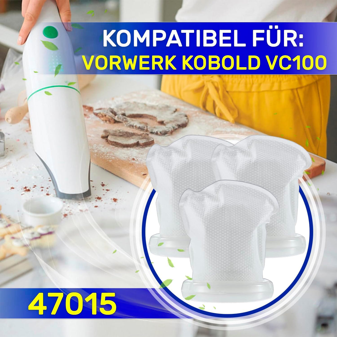 3 Stück Staubsauger Filter Wiederverwendbarer für Vorwerk Kobold Modell VC100 - MONTERAL