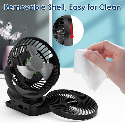Simpeak 8000mAh Camping Ventilator Tischventilator, Mini USB Ventilator leise, Clip Fan mit Fernbedi