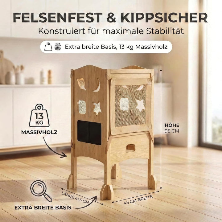 Lernturm ab 1 Jahr - Lernturm klappbar inkl. 360° Sicherheitsnetz - Extra Stabiler und massiver Lear