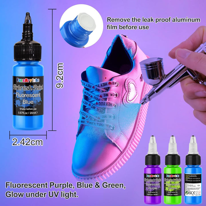 Airbrush-Farbe, 20 Farben, Acryl-Luftpinsel-Set, blickdichte und neon Farben, Perlenfarben, für Anfä