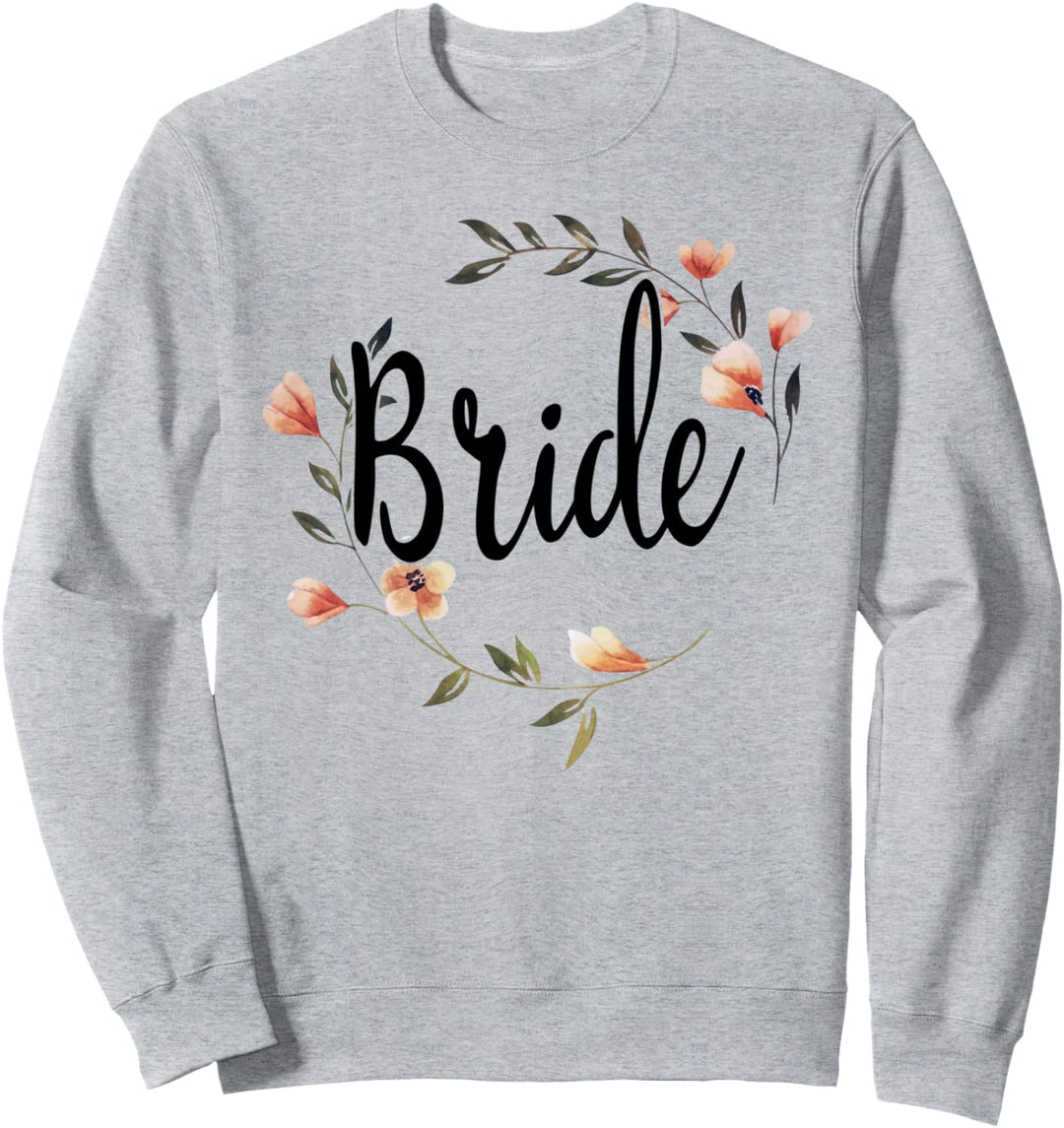 Damen Braut Bride to be Blumenkranz Blumen JGA Braut Sweatshirt
