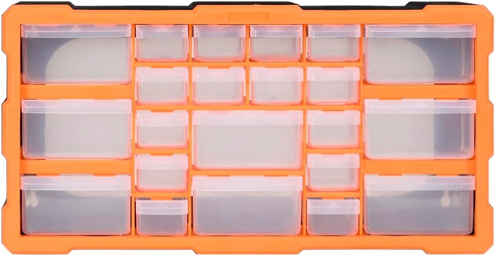 Multi-Schubladen-Organizer mit 22 Schubladen 49x16x25,5 cm Orange und Schwarz 22 Schubladen, Orange