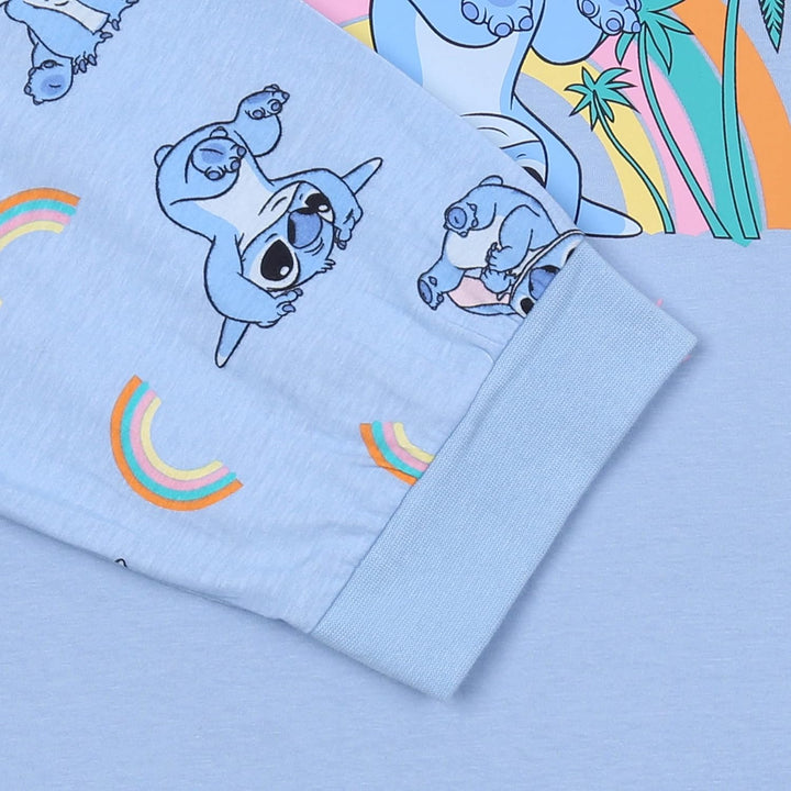 Stitch Disney Langarm-Pyjama für Damen, Blau und Pink S Kurzarm, S Kurzarm