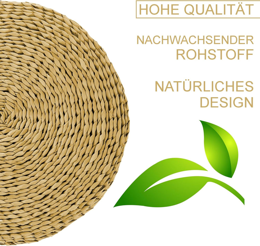 Japanwelt Maisstroh-Kissen Tatami | Rundes Bodenkissen mit natürlicher Optik als Meditationskissen o