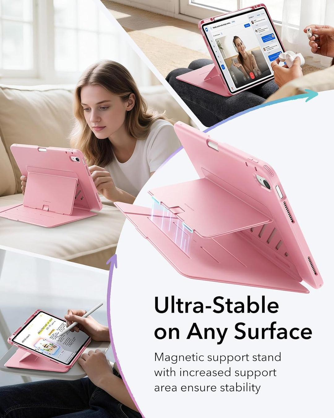 ESR Hülle für iPad Air 13 Zoll (2026/2025/2024) M4/M3/M2, Vertikale Stand, Mehrere Standwinkel, Ultr