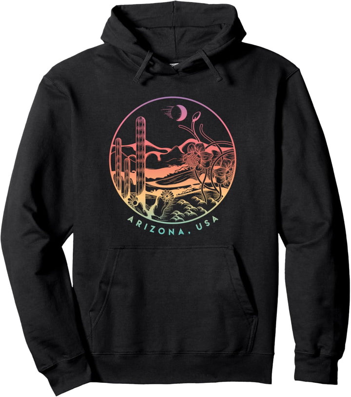 Arizona Kaktus Saguaro Wüste Boho Vintage Reisen Wandern Pullover Hoodie