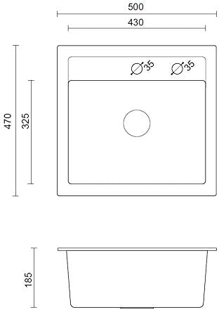 VBChome Spülbecken 50 x 47 cm Beige Spüle Einzelbecken Küche Einbauspüle Verbundspüle Küchenspüle ge