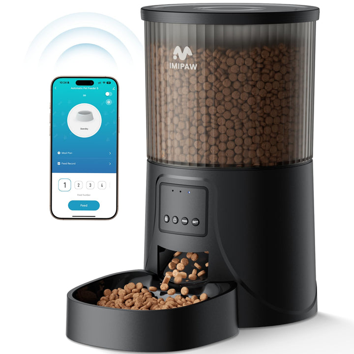IMIPAW Futterautomat Katze, 5G | 2.4G WiFi Katzenfutter Automat, APP-Steuerung Futterspender für Kat