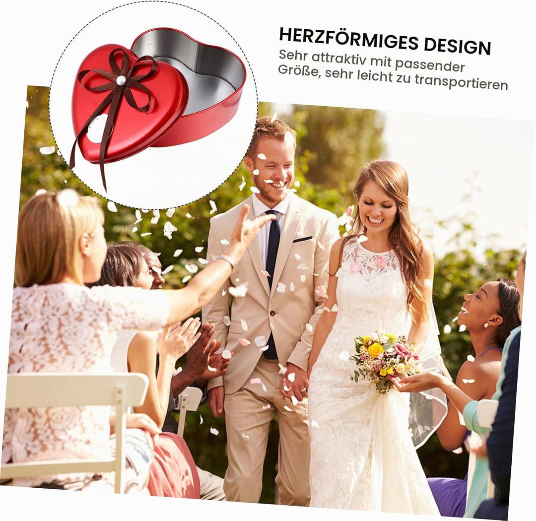BESTonZON Metalldose Herz Dose mit Deckel Herzdose Metall Keksdose Hochzeit Geschenkbox Weihnachtsdo