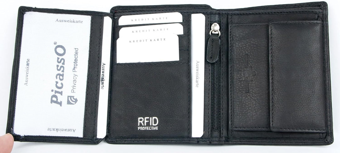 Weiche Geldbörse Aus Echtem Leder Picasso Mit RFID-Schutz