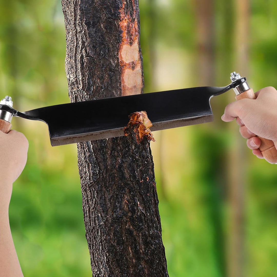 250mm Zugmesser für Holz, Gerade, Reifmesser mit Ergonomischen Holzgriffen und Klingenschutz, Rinden