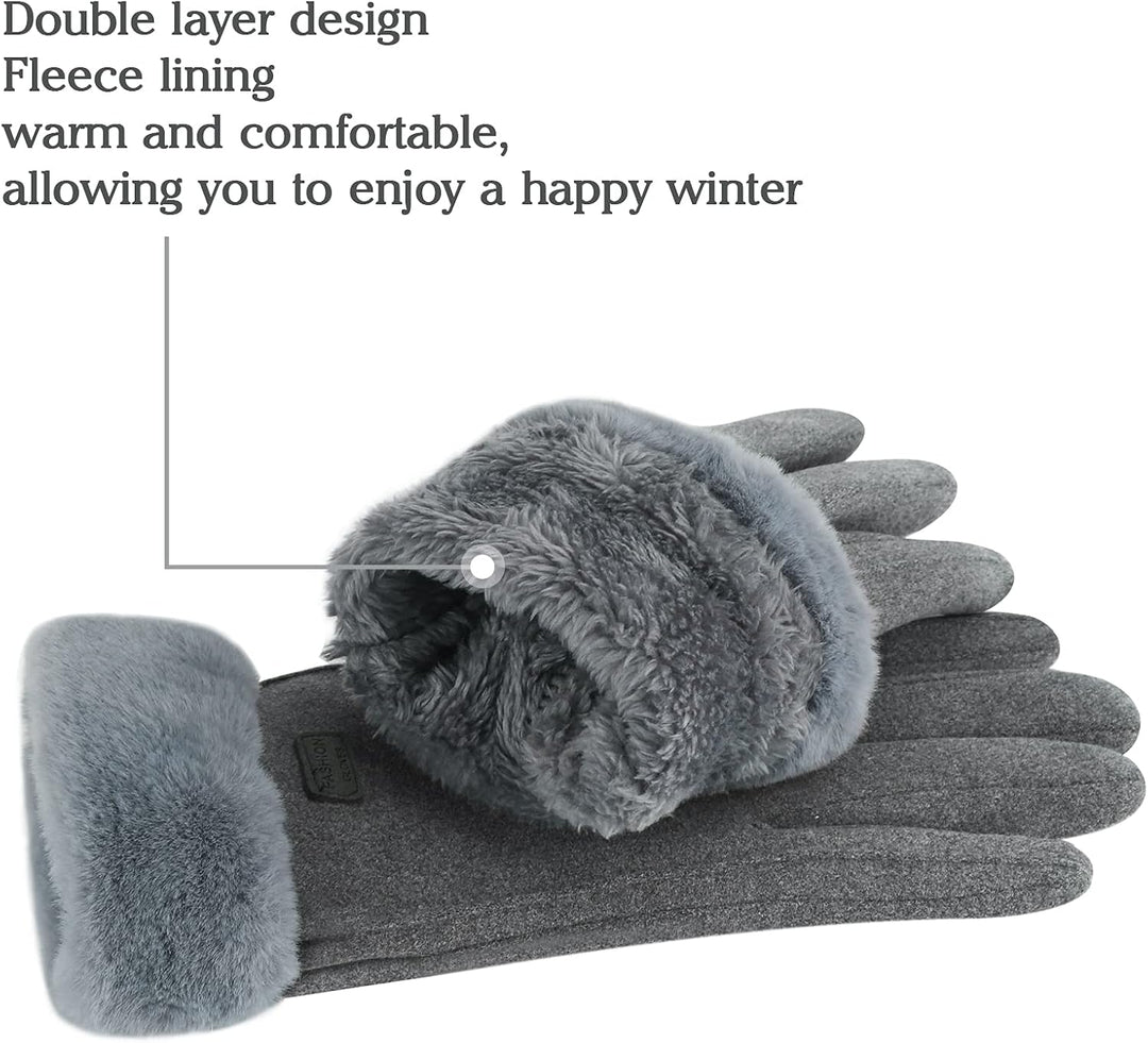 ZASFOU Damen Winter Warm Touchscreen Handschuhe mit Fleece Gefütterte Strick winterhandschuhe für Ka