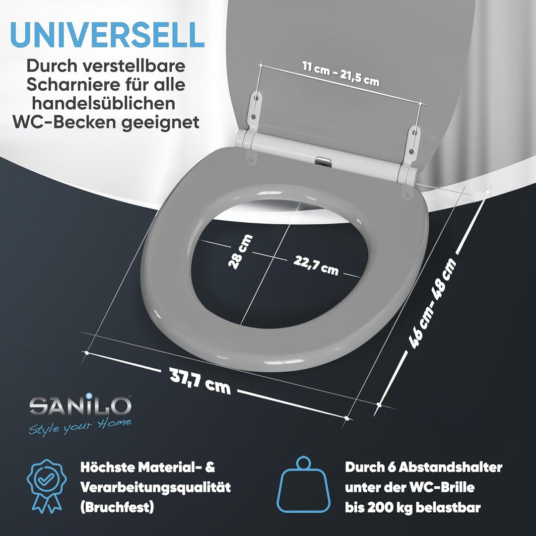 Sanilo WC-Sitz mit Absenkautomatik I Hochwertiger Toilettensitz aus Holz I Toilettendeckel in versch