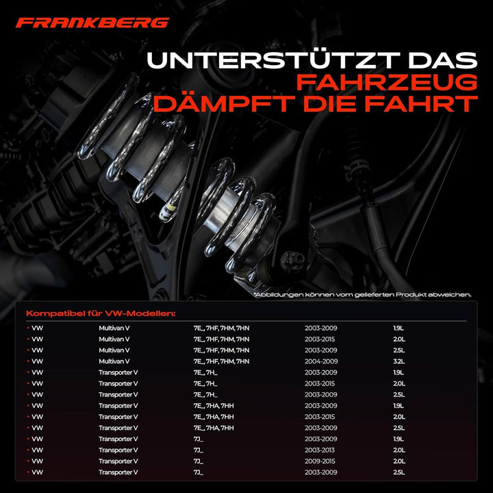 Frankberg 2x Federn Fahrwerksfeder Vorderachse Kompatibel mit Transporter V 7EA 7EH Transporter V 7E