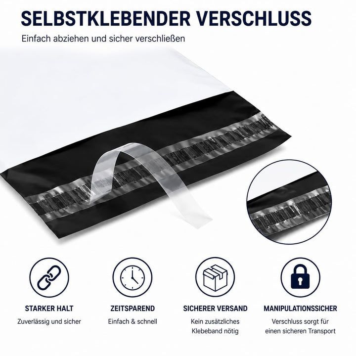 100 Weisse Plastik Versandtüten Versandbeutel Versandtaschen Folienversandtaschen LDPE Coex Folien 2