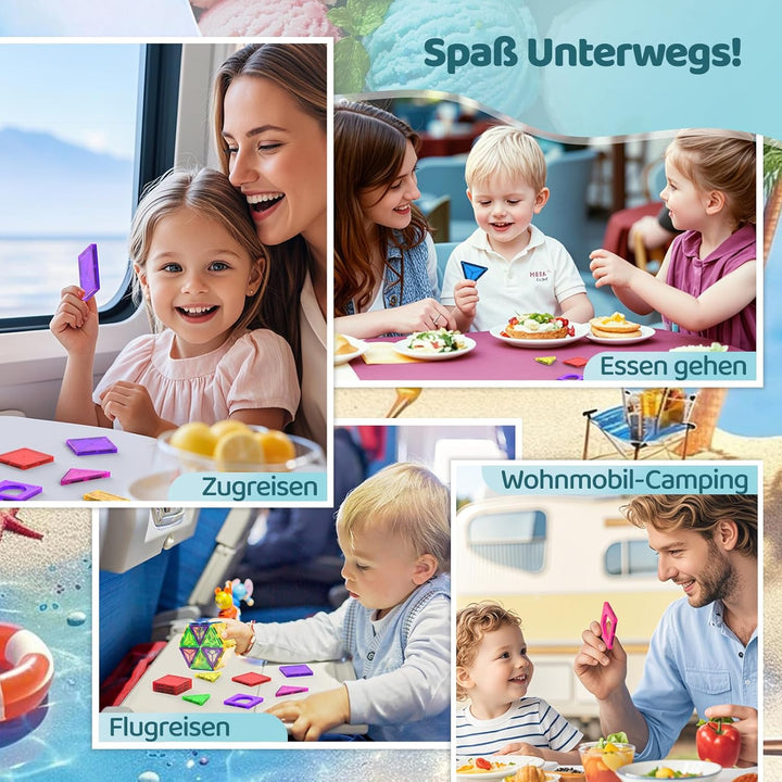 Crenova Magnetische Bausteine STEM Magnet Spielzeug Kinder 3D Farbenfrohe Starterset Magnetbausteine