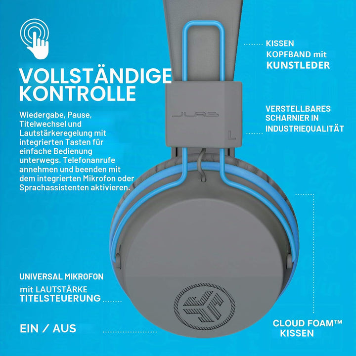 JLab Bluetooth Kopfhörer Kinder, JBuddies kopfhörer kabellos, Over Ear Kinder Kopfhörer mit mikrofon