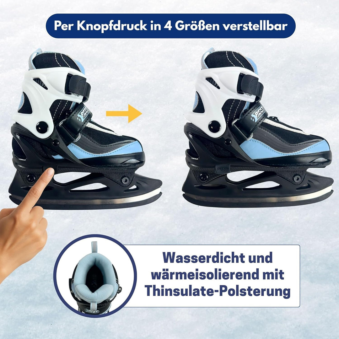 Best Sporting Schlittschuhe Kinder, Damen & Herren I 4-Fach verstellbare Eislaufschuhe Kinder I Soft