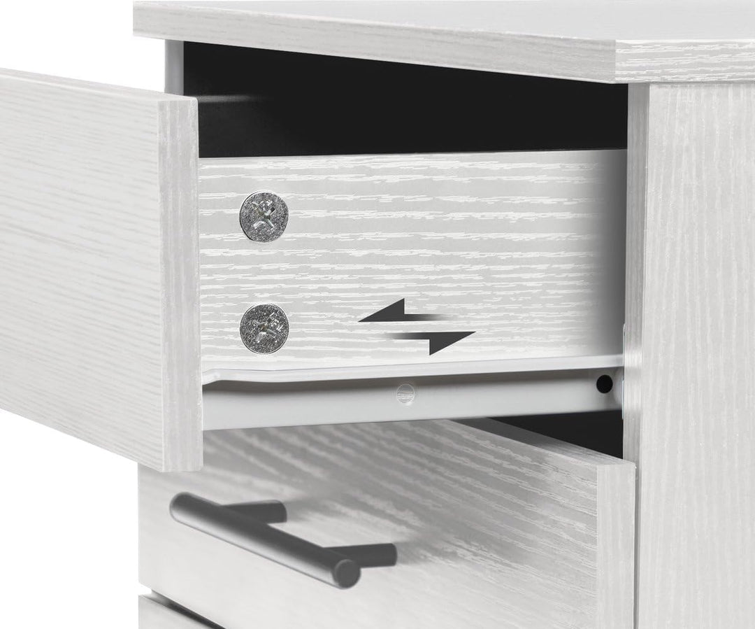 Rollcontainer mit 3 Schubladen, Aktenschrank auf Rollen für Büro & Home Office (Weiss), Weiss