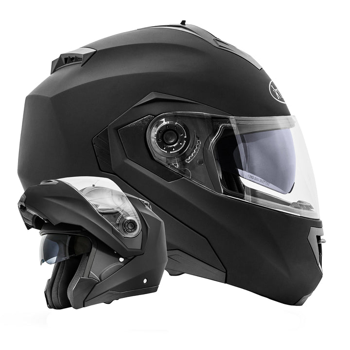 ATO-Moto Montreal Schwarz matt Grösse S M L XL Klapphelm mit Doppelvisier System und der neusten Sic