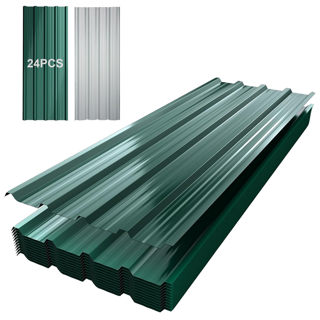 TEOV 24 Stück Trapezblech Dachplatten 115x45CM, Verzinkt Metall Dachplatten Wellblechplatten, Grün 0