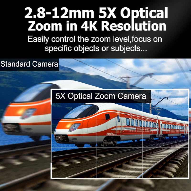 ELP 4K USB Kamera Weitwinkel 2.8-12mm Varifocal Zoom Objektiv Webcam Ultra HD 2160P 30FPS Webcam,Plu