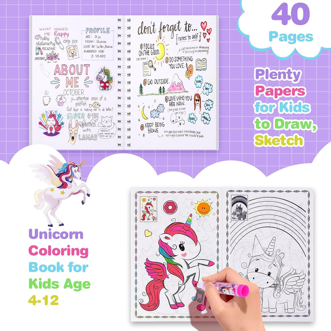 TCJJ Unicorn Painting Set,66 Stück Einhorn-Malset für Kinder,Malset Mädchen 4-12 Jahre mit Einhorn-A