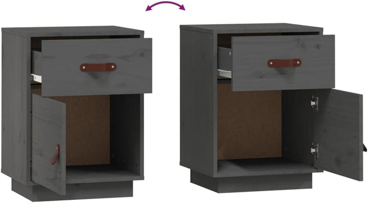 FIRBNUS Bedside Table Nachtkonsole Beistelltisch mit Stauraum Night Stand Nachttisch Grau 40x34x55 c