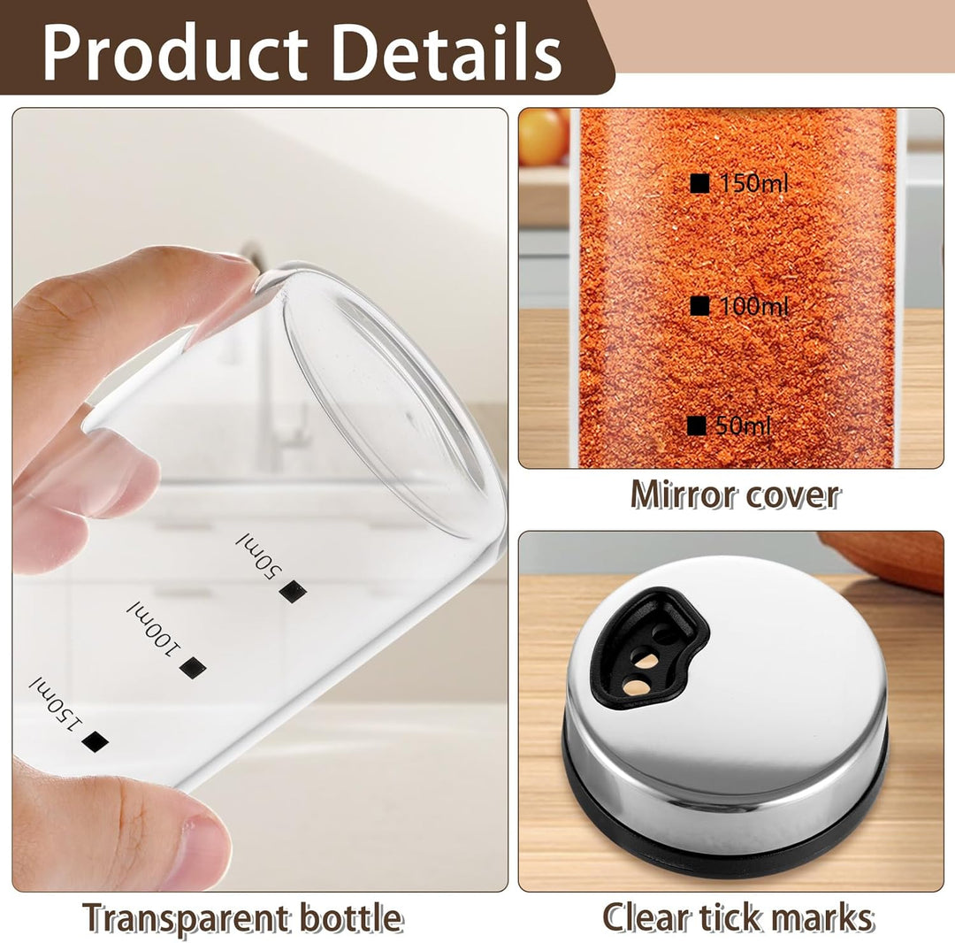 GBACHOOSE 4 Stück Gewürzgläser mit Drehdeckel, Salzstreuer 150ml, Salz und Pfefferstreuer, Gewürzdos