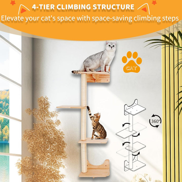 Katzen Kletterwand Set,Katzenregale für die Wand, wandmontiertes Katzenmöbel-Set, Katzenwandregal mi