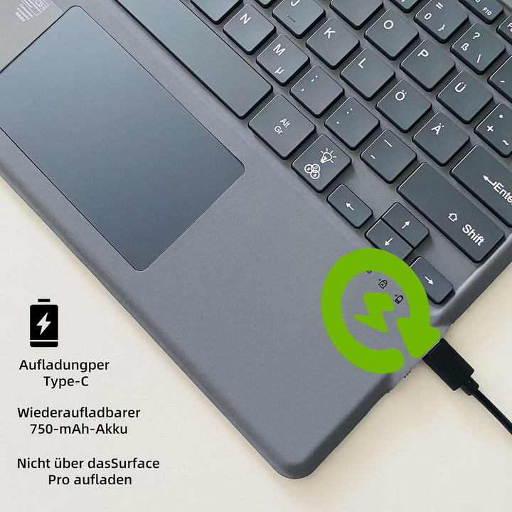 Deutsche QWERTZ Layout Tastatur für Microsoft Surface Pro 11/10 / 9/8 / X, 13 Zoll - Ultraflaches, b