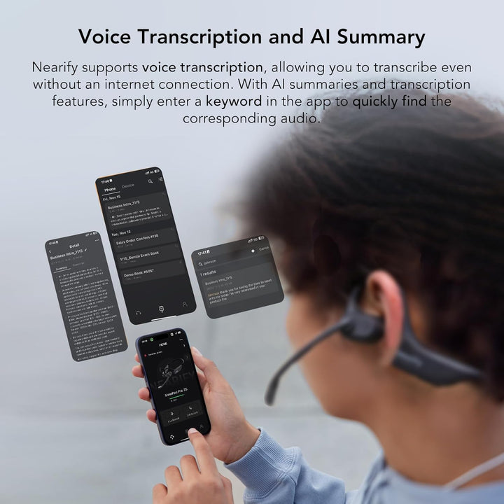 NEARITY MemPod Pro 2S, Open-Ear-Bluetooth-Kopfhörer mit Mikrofon, ChatGPT-Transkription & Zusammenfa