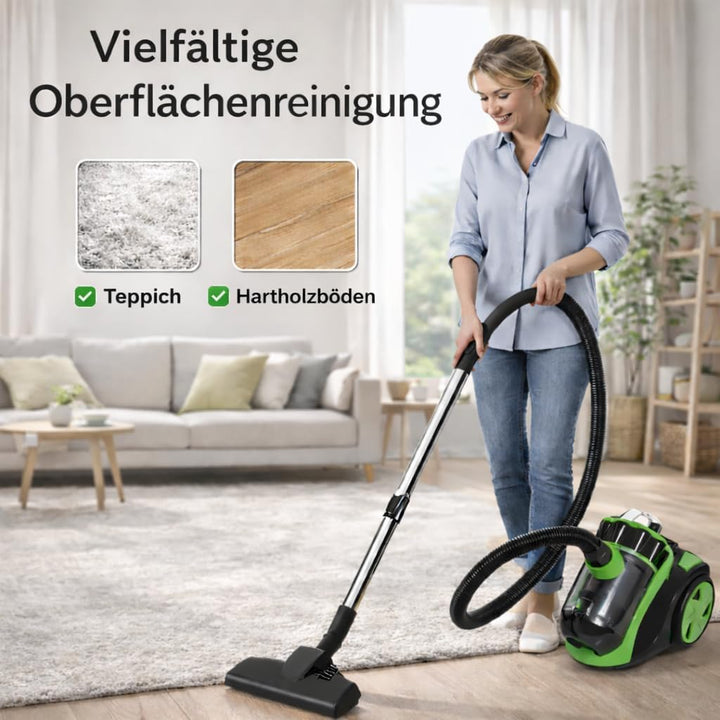 Herrselsam staubsauger beutellos，Bodenstaubsauger leiser Starke Saugleistung，Staubsauger mit 3 Saugk