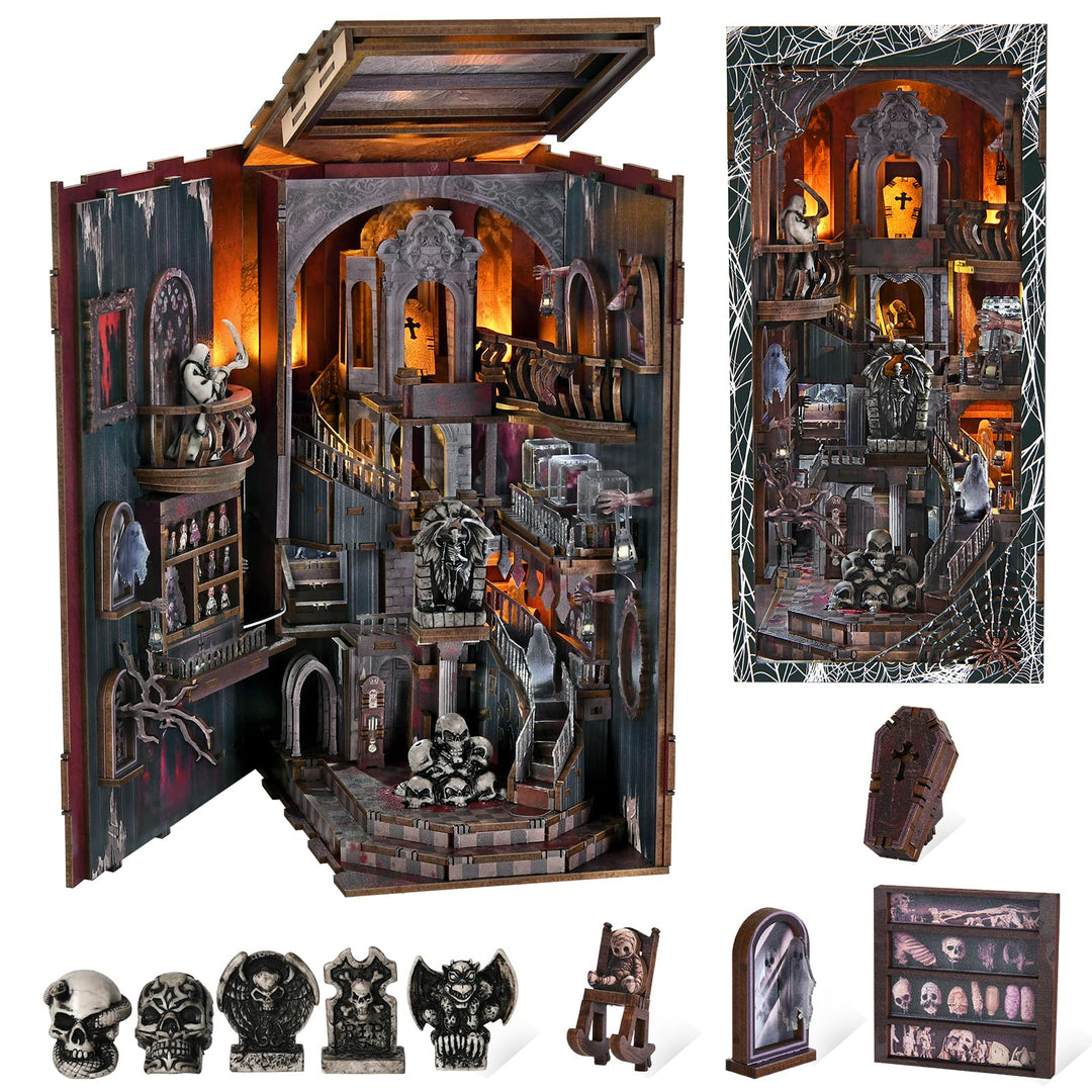 MiniCity Book Nook Kit, DIY Miniatur Puppenhaus Bücherecke Kit für Jugendliche und Erwachsene mit St