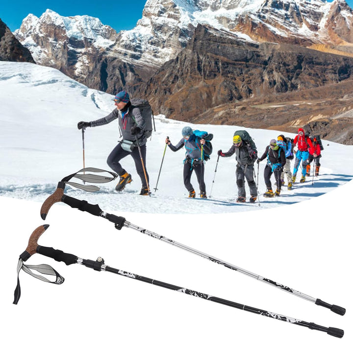 Topyond Ultraleichter Trekkingstock, Wanderstock, 5fach Gebogener Griff, Wolframstahl, rutschfest, S